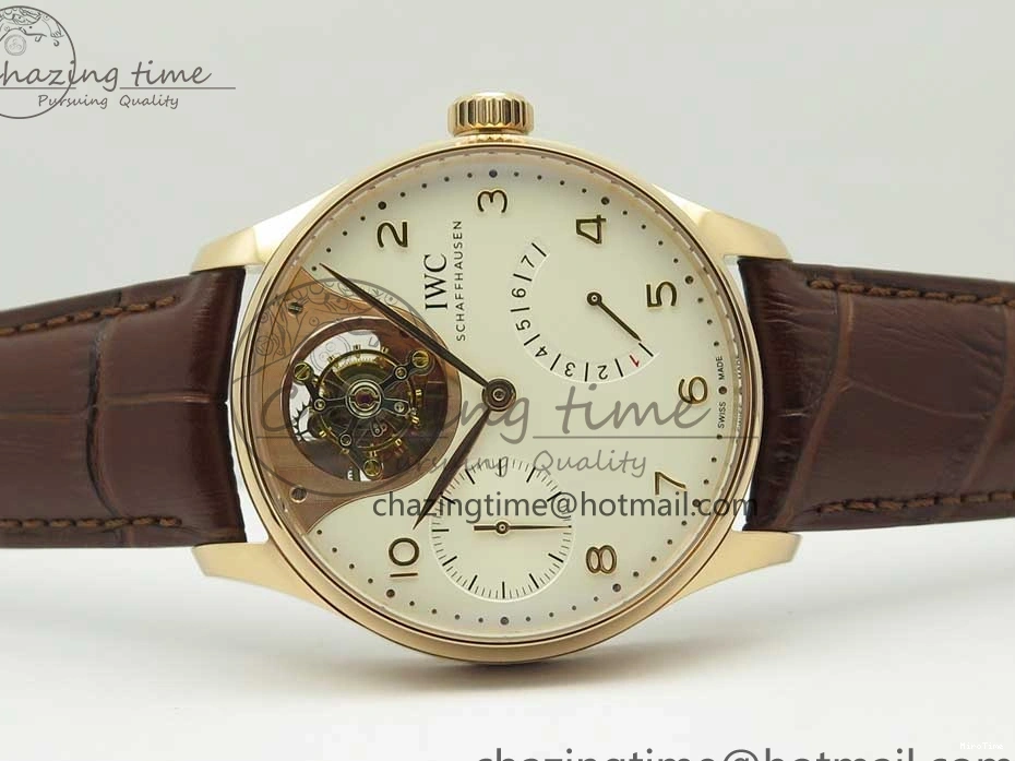 MIROTIME 0217 Portuguese Tourbillon IW5046 RG ZF Best Edition White Dial on Brown Leather Strap UrbanStyle 7144